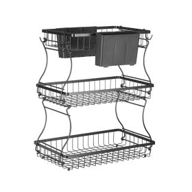 Fruit Basket Bowl Kitchen Countertop Storage Stand Holder (Color: Matte Black, Type: 3 Layers)