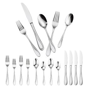 30-Piece Silverware Set Stainless Steel Cutlery Flatware Utensil Kitchen for 6 (Quantity: 30 Pieces, Color: Silvery-304)