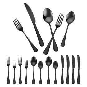 30-Piece Silverware Set Stainless Steel Cutlery Flatware Utensil Kitchen for 6 (Quantity: 30 Pieces, Color: Black-430)